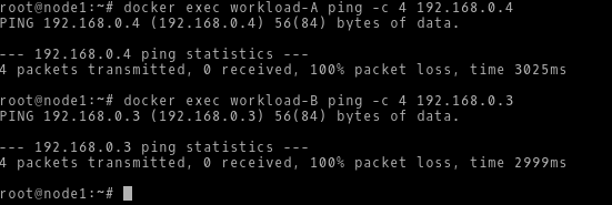 Prueba de ping fallida