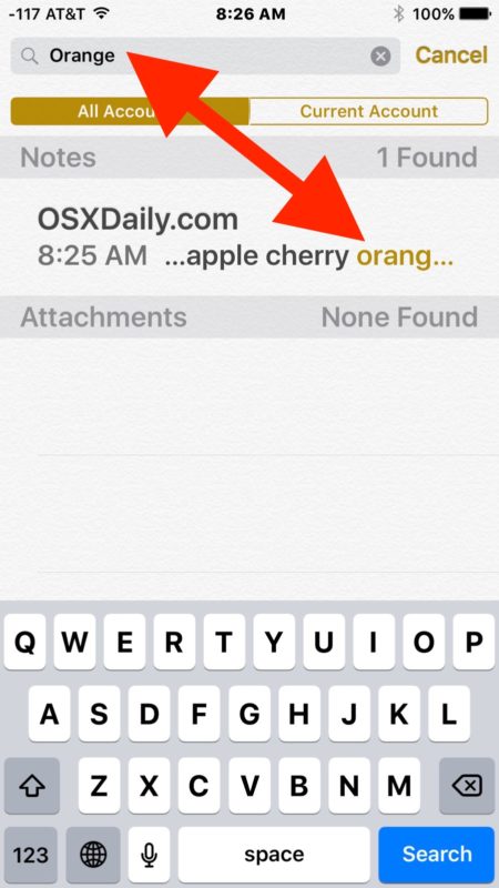 Busque un término o palabra clave en Notes en iPhone y iPad