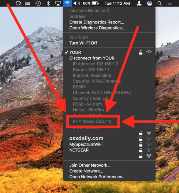 Compruebe qué modo inalámbrico 802.11 se utiliza en una Mac