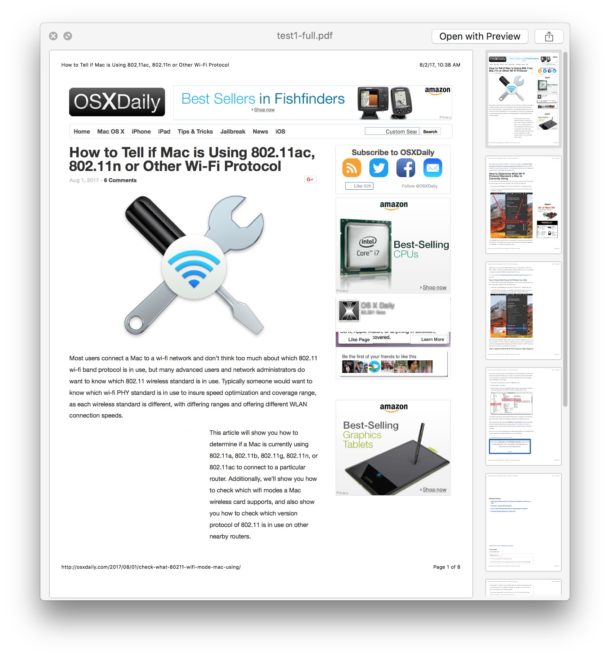 Imprime una página web completa