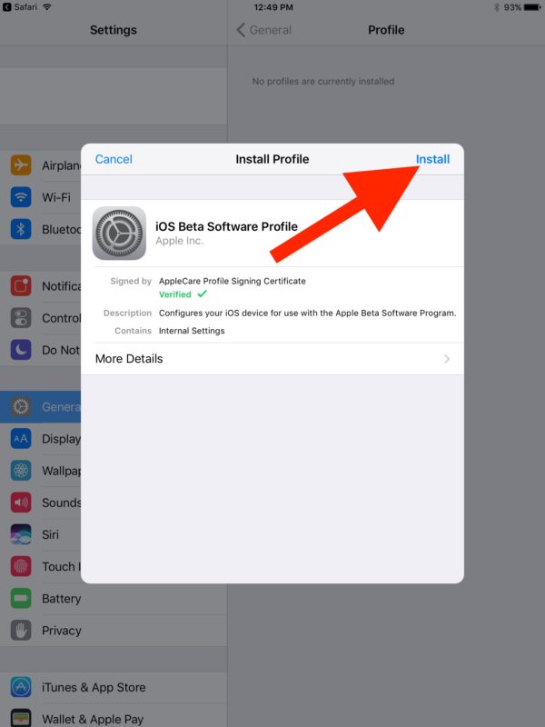 Instale el perfil beta público de iOS 11