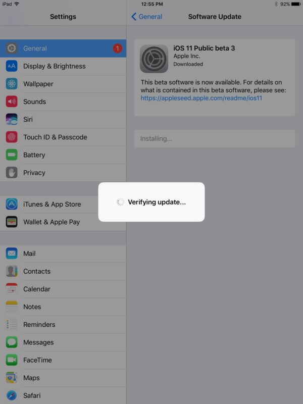 Comprobando la actualización de iOS 11