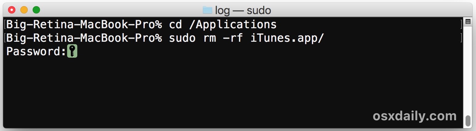 Eliminar iTunes en una Mac para degradar