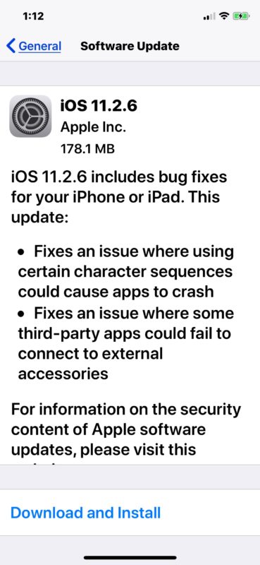 Actualización de software IOS 11.2.6 