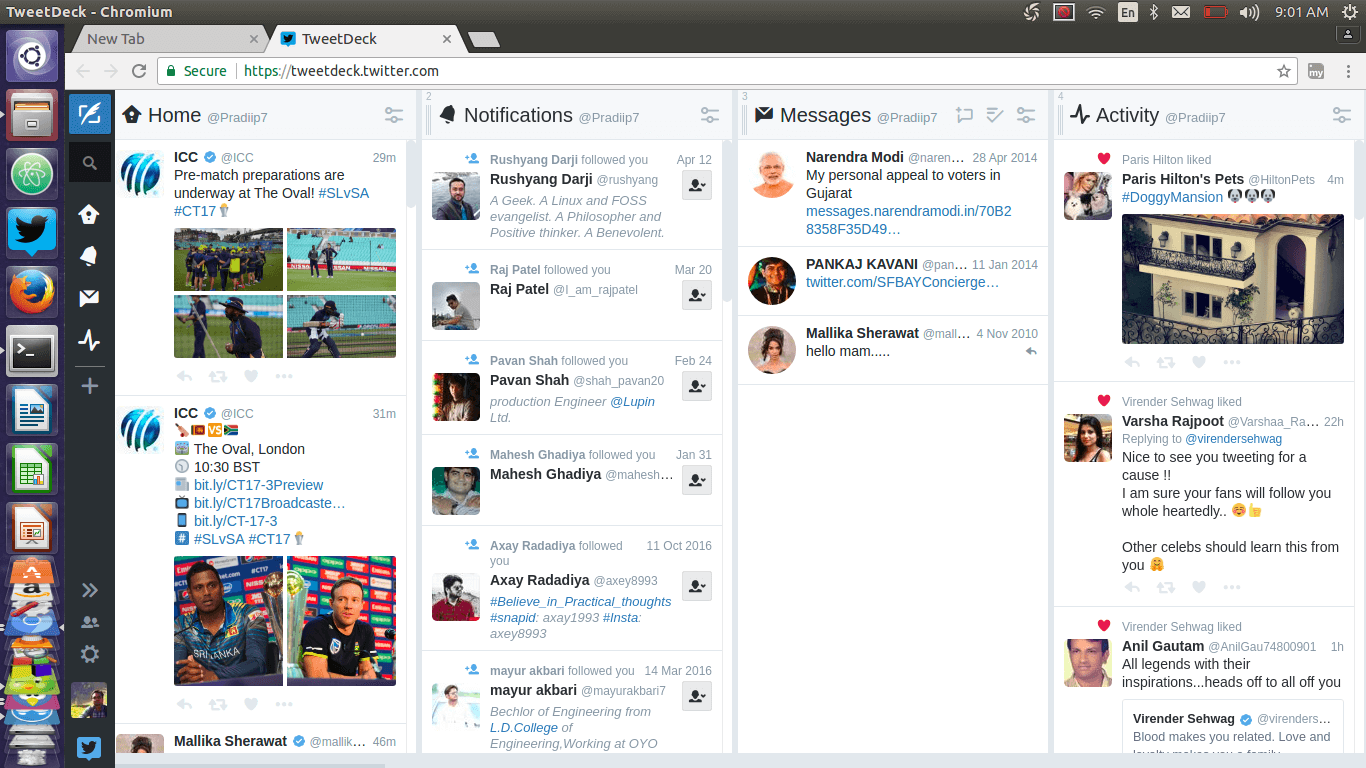 pantalla de inicio de twitterdeckk