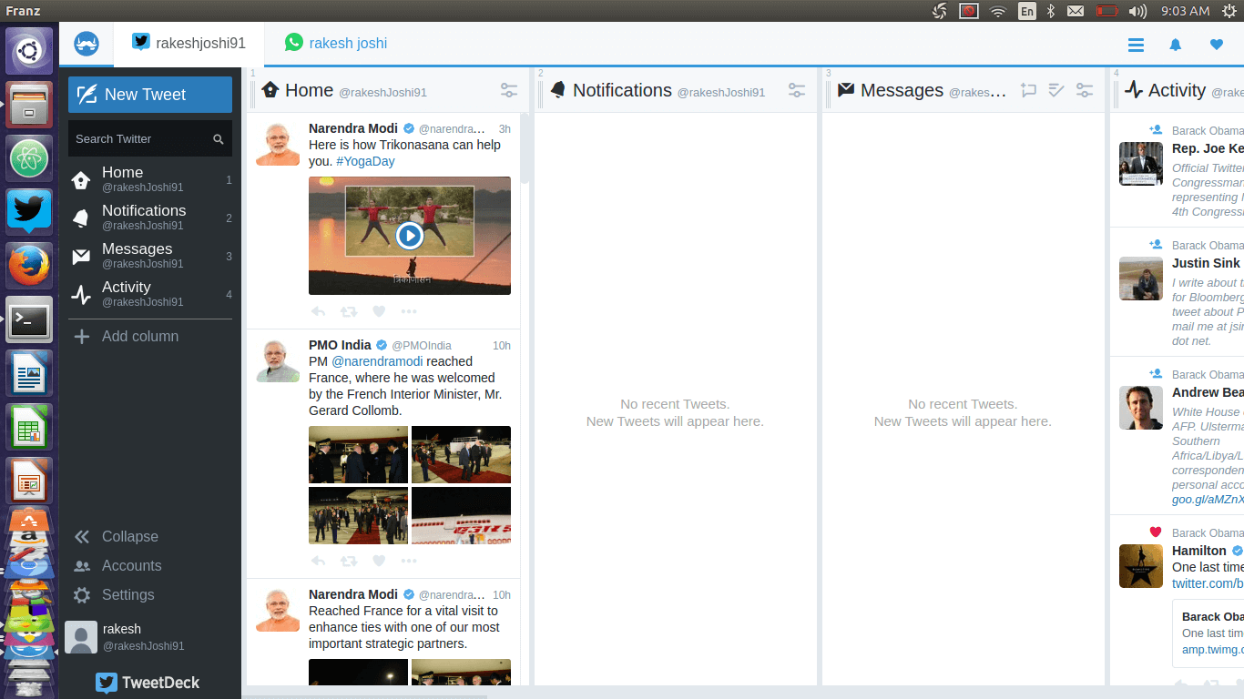 pantalla de inicio de franz