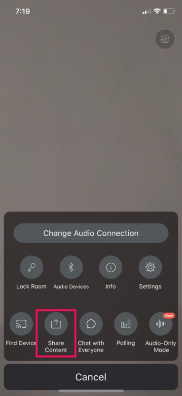 Cómo compartir la pantalla en reuniones de Webex en iPhone y iPad