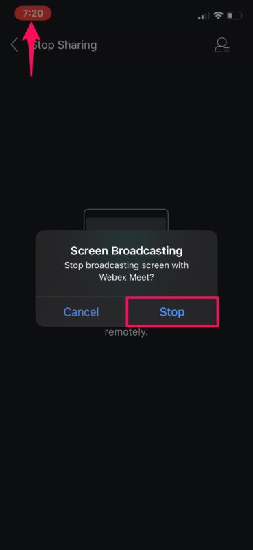 Cómo compartir la pantalla en las reuniones de Webex en iPhone y iPad