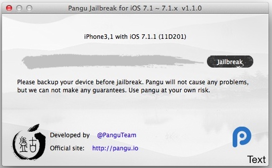 Pangu Jailbreak para iOS 7.1.1 se ejecuta en Mac OS X.