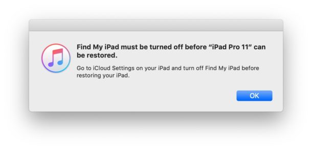 Buscar mi iPhone debe estar deshabilitado antes de restaurar iOS o iPadOS