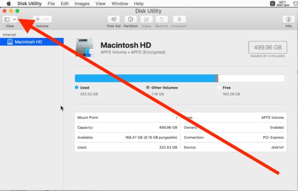 Cómo mostrar todos los dispositivos de disco en la Utilidad de Discos de Mac
