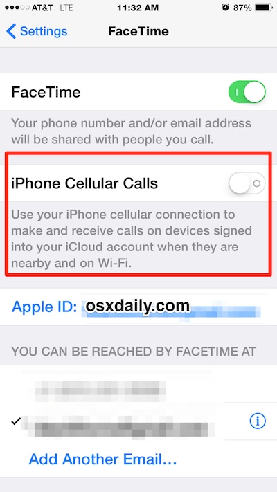 Apague el sonido de varios iPhones desactivando la función FaceTime iPhone Cellular Calls