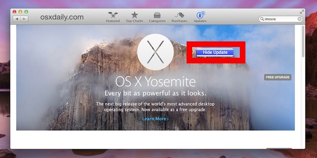 Ocultar el instalador de OS X Yosemite de la App Store