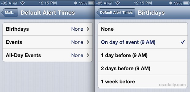 Cambiar los tiempos de alerta predeterminados en iOS