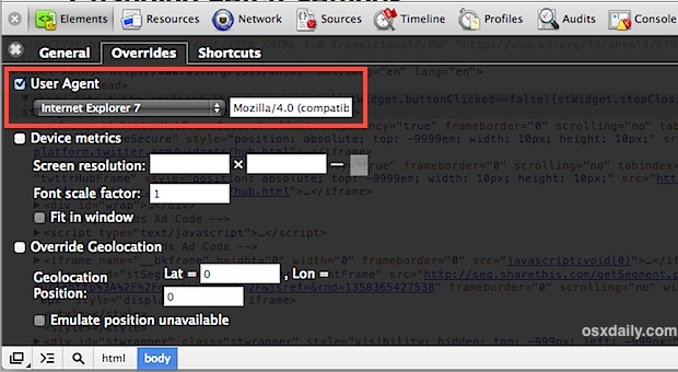 Cambiar el agente de usuario en Chrome
