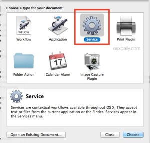 Crea un nuevo servicio en Automator