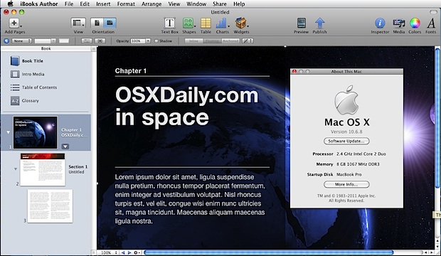 iBooks que se ejecutan en Mac OS X 10.6.8