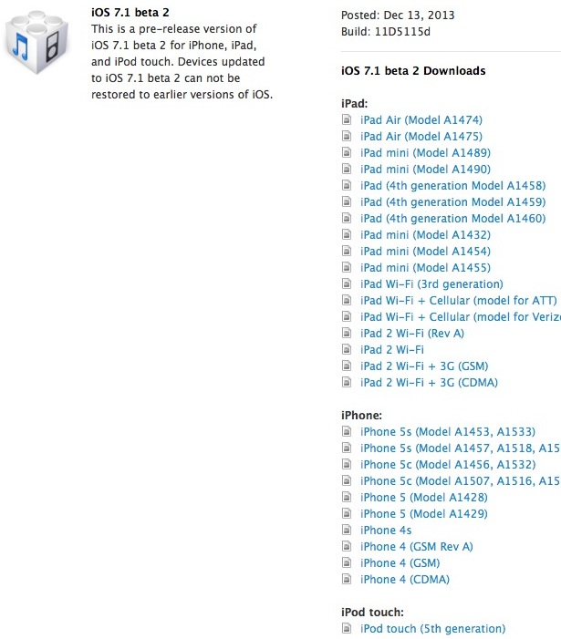 iOS 7.1 Beta 2