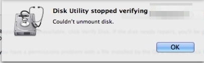 error-no-pudo-desmontar-disco-utilidad-disco El error de disco como se ve en la Utilidad de Discos en una Mac no se pudo eliminar