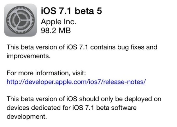 iOS 7.1 beta 5