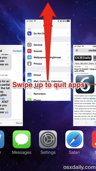 Desliza hacia arriba para salir de las aplicaciones de iOS 7