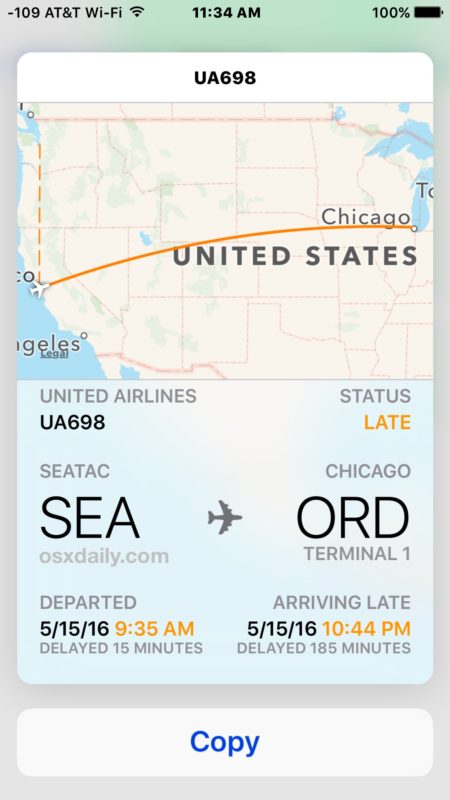 Información de vuelo 3D Touch en iPhone