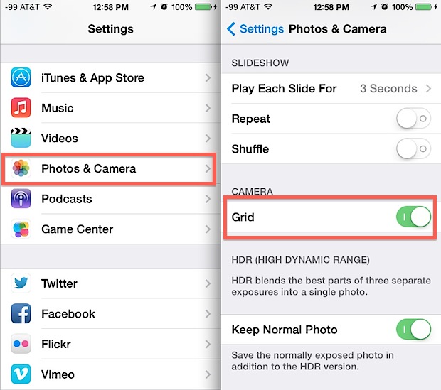use-grid-camera-ios7 Cambiar la cuadrícula de la cámara en iOS 7