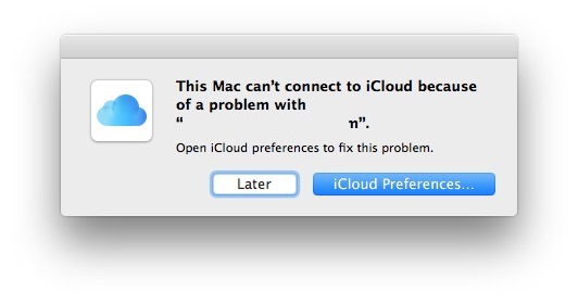 No puedo conectarme a iCloud debido a un problema