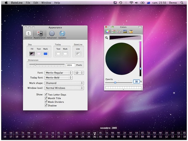 línea de datos: muestra la fecha en el escritorio de Mac