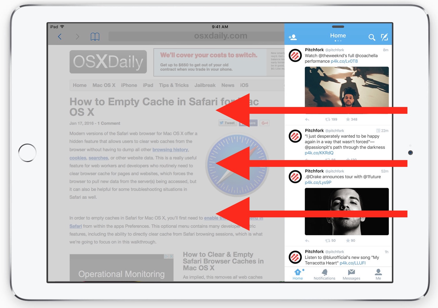 Acceder a Slide Over en iPad