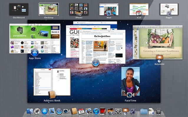 Captura de pantalla Mac OS X Lion Mission Control