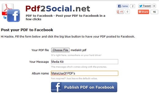 PDF2Social.net Publicar PDF en Facebook
