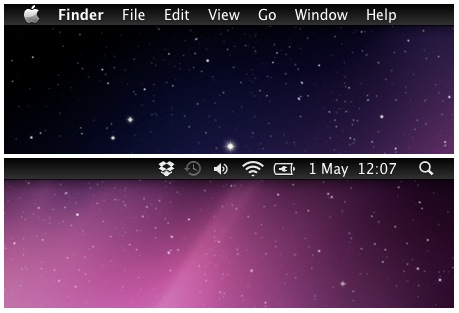 barra de menú oscura en Mac OS X