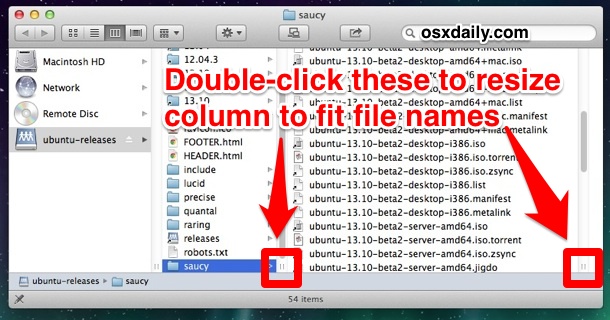 Cambie instantáneamente el tamaño de la vista de la columna del Finder para que coincida con los nombres de archivos y carpetas