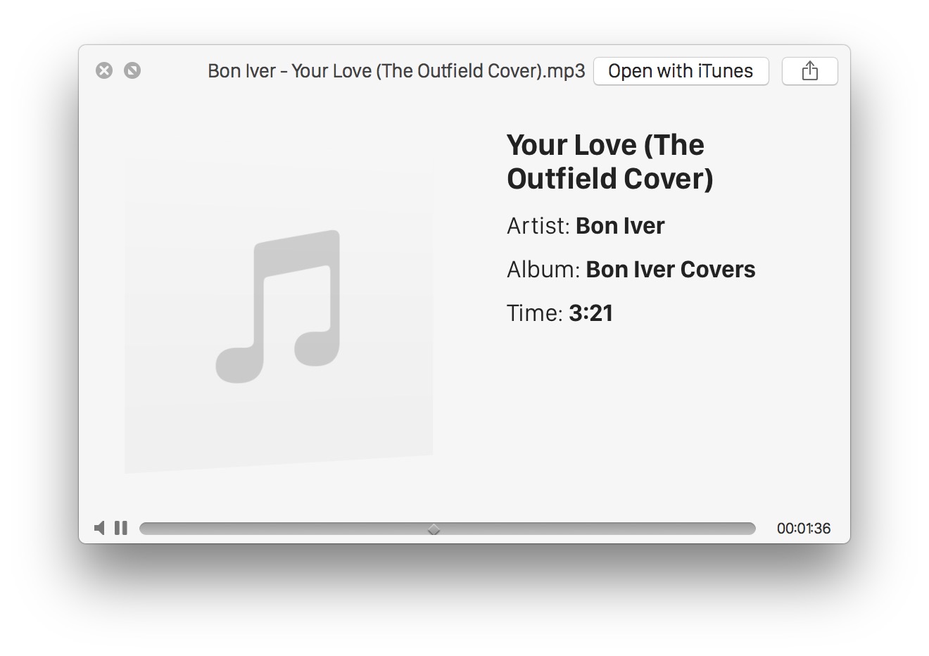 Reproduzca un archivo de audio Quick Look en Mac OS X.