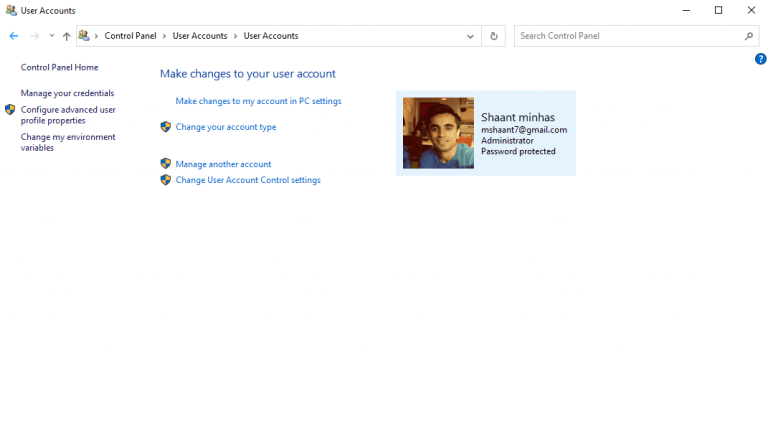 cambiar el nombre de usuario con Windows 10