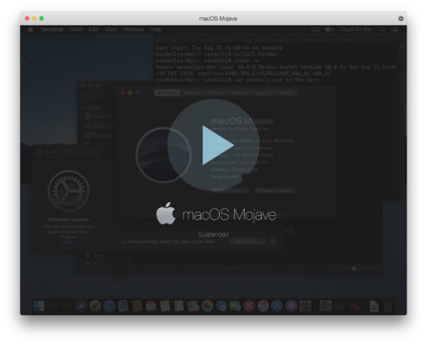 Cómo reiniciar la máquina virtual MacOS Mojave