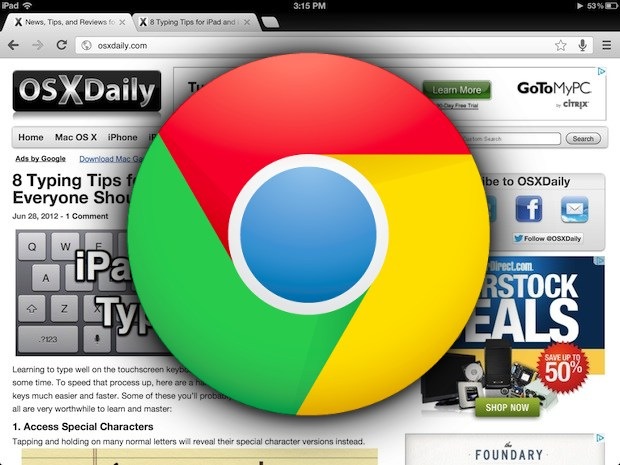 Chrome para iOS mostrado en iPad