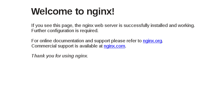 Página de inicio de NGINX