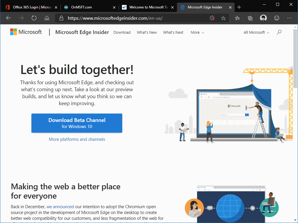 Pestañas fijadas en Microsoft Edge Insider