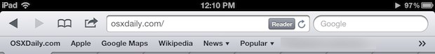 Mostrar siempre la barra de marcadores en Safari en su iPad
