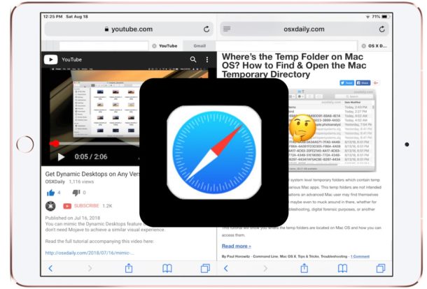 Cómo deshabilitar Safari Split Screen en iPad y salir de Safari Split View en iOS