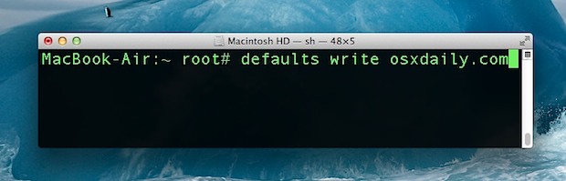 por defecto escribe comandos en Mac OS X