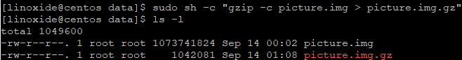 Opción gzip c para mantener el archivo original
