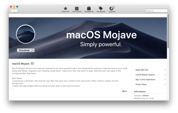 Descarga MacOS Mojave desde la Mac App Store