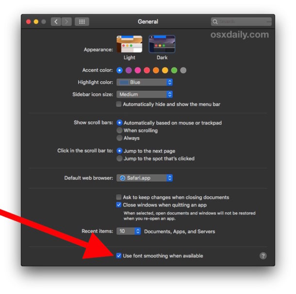 Cómo habilitar el suavizado de fuentes en macOS Key