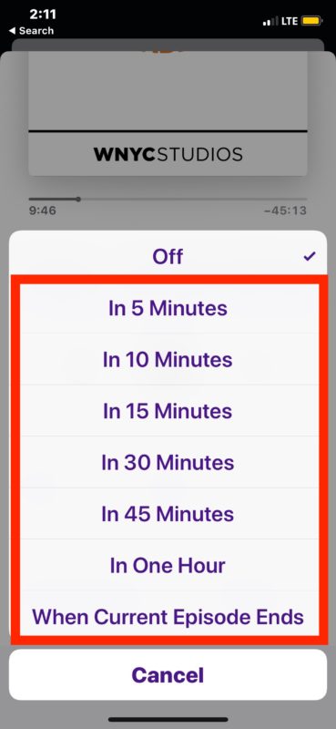 Cómo configurar podcasts de temporizador de apagado en iPhone
