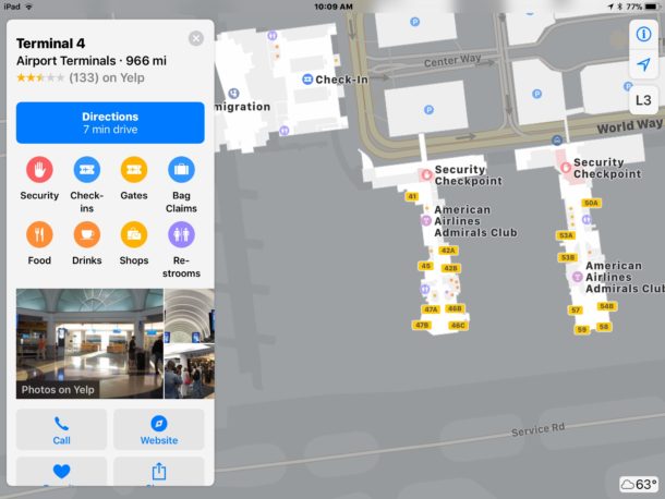 Buscar aeropuertos con Apple Maps