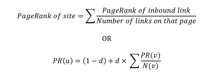 La fórmula de PageRank