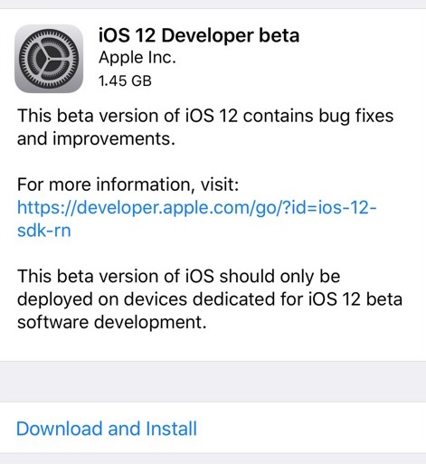 Descarga iOS 12 beta 1